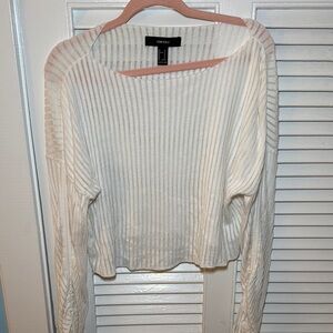 Forever 21 Women's White Ribbed Sweater